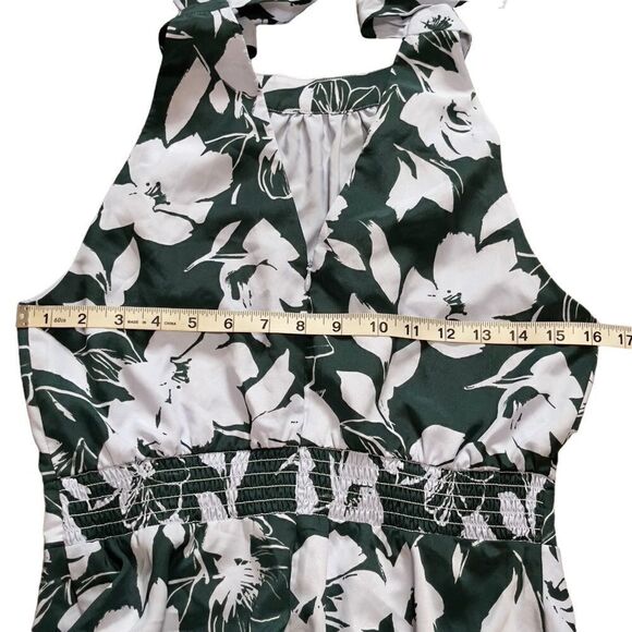1901 Blue and Green Floral Halter Tie Back Dress Size 4 - Picture 12 of 16